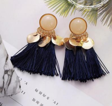 Colorful diamond-studded temperament tassel earrings earrings