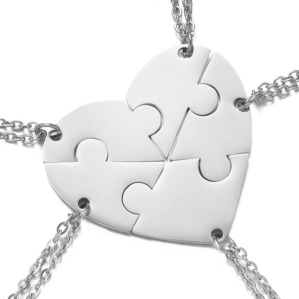 Stainless Steel Combination Heart-shaped Necklace Lettering