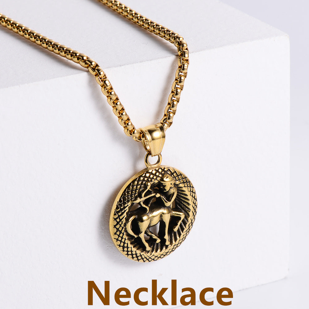 Stainless Steel 12 Constellation Pendant Necklace Aries