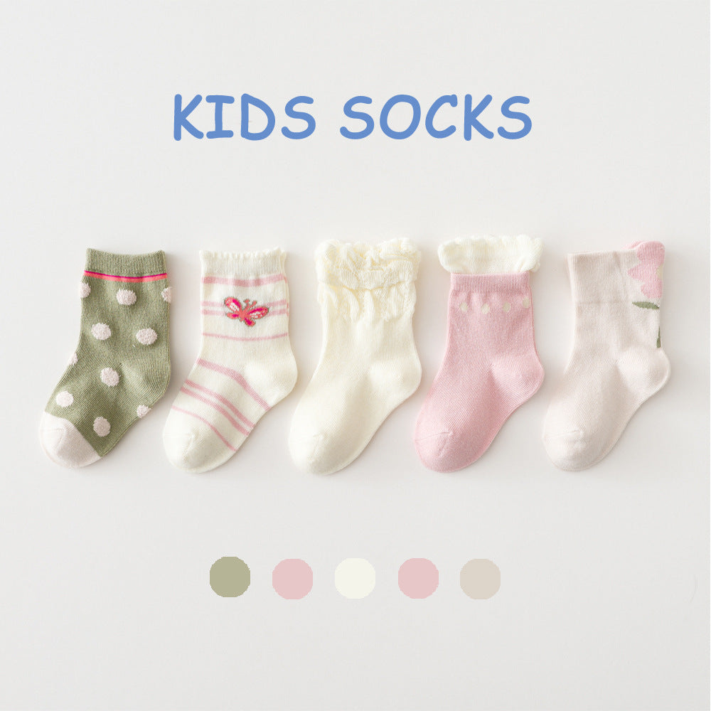 5 Pairs Of Spring And Summer Thin Children's Socks