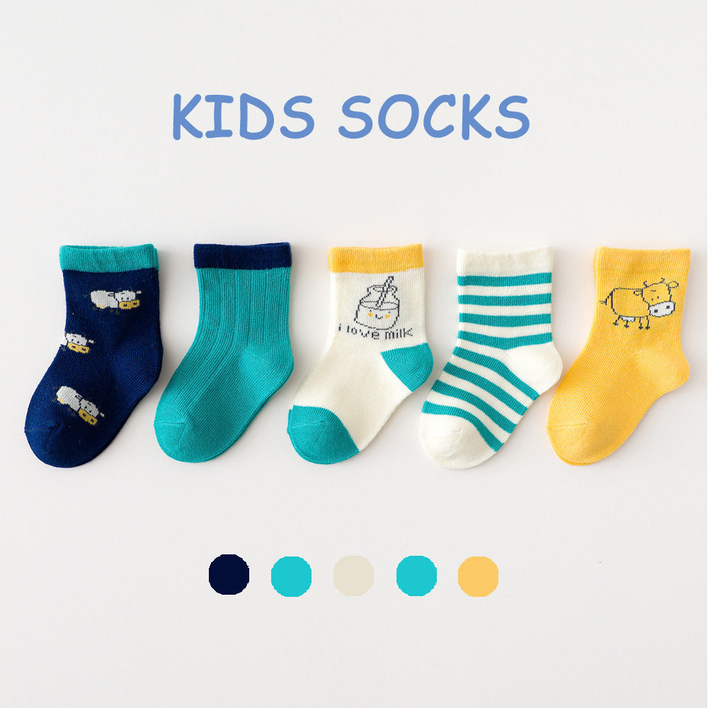 5 Pairs Of Spring And Summer Thin Children's Socks