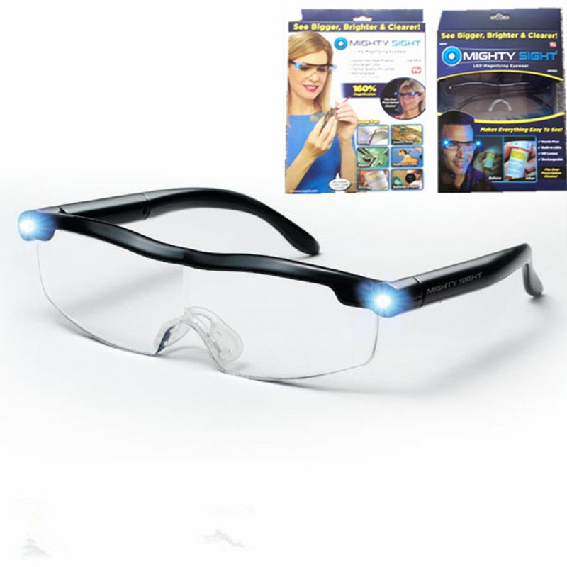 USB LED Light Reading Glasses Clear Occhiali Da Lettura Adjustable Degree Diopter Night Presbyopic Glasses