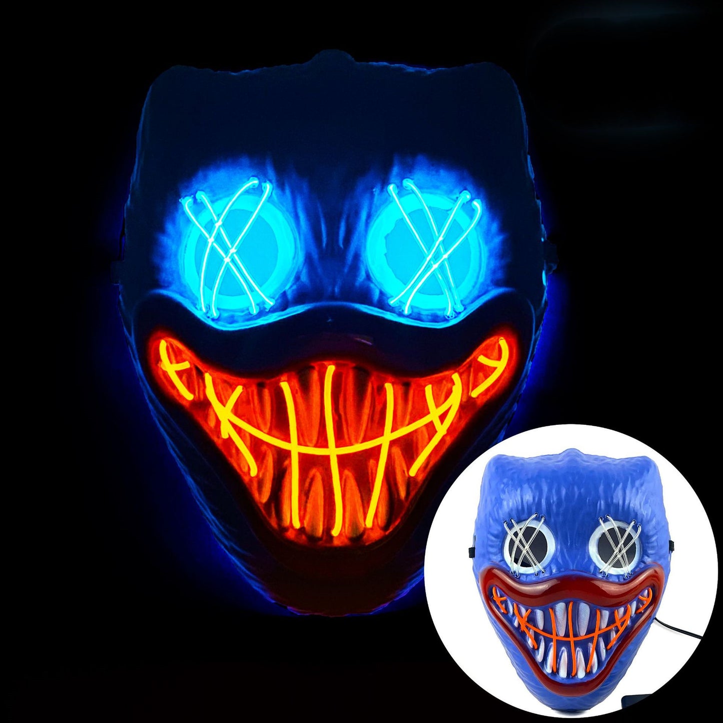 Glowing Poppy Masks Funny Kids Punk Halloween Mask Party Cosplay Light Up Huggy Wuggy LED Poppy Mask For Men Women Children