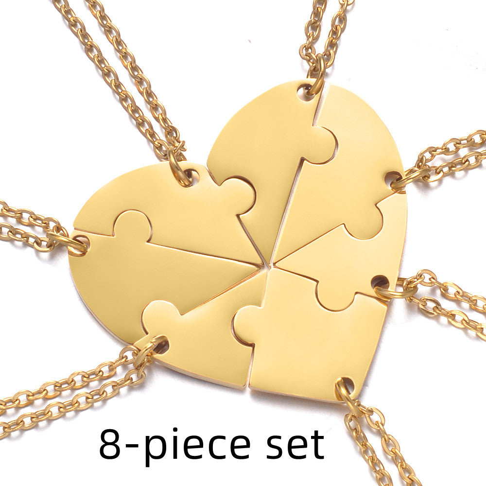 Stainless Steel Combination Heart-shaped Necklace Lettering