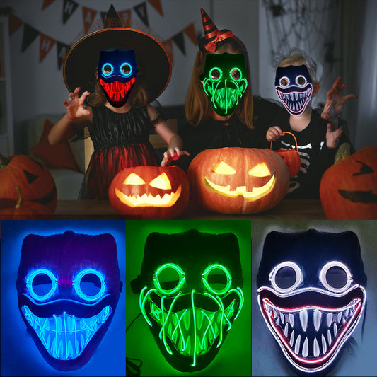 Glowing Poppy Masks Funny Kids Punk Halloween Mask Party Cosplay Light Up Huggy Wuggy LED Poppy Mask For Men Women Children