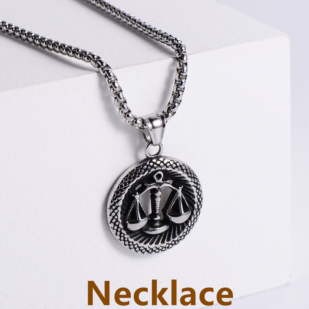 Stainless Steel 12 Constellation Pendant Necklace Aries