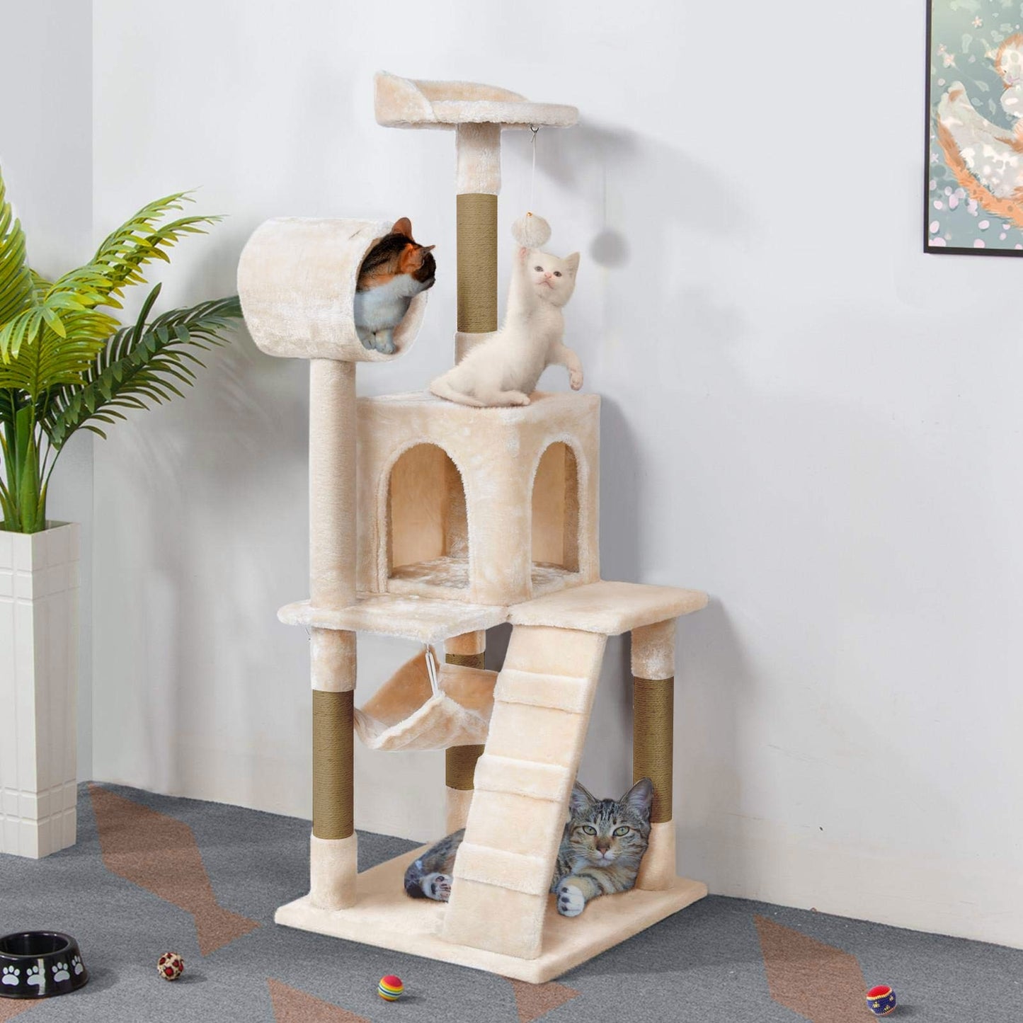 Cat Tower Kittens Pet Play House Cat Activity Tree Condo Scratching Sisal Post