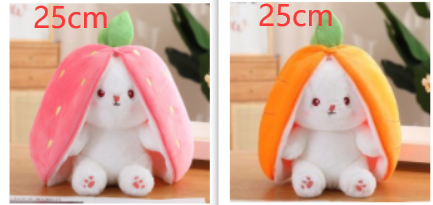 Kawaii Fruit Transfigured Bunny Plush Toy Cute Carrot Strawberry Turn Into Rabbit Plush Toy Kids Birthday Christmas Gift Muppet