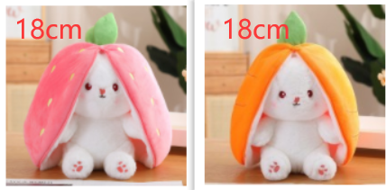 Kawaii Fruit Transfigured Bunny Plush Toy Cute Carrot Strawberry Turn Into Rabbit Plush Toy Kids Birthday Christmas Gift Muppet