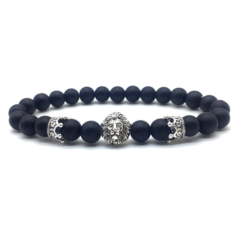 2022 New Trendy Lion Head Bracelet Men Handmade Temperament Lava Stone Bead Bracelet For Men Jewelry Gift