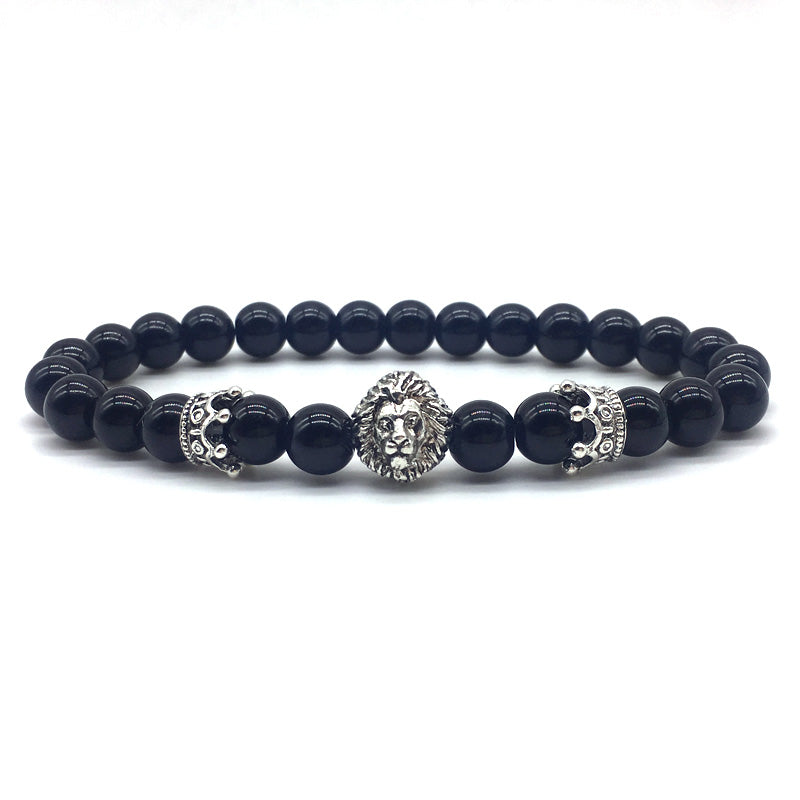 2022 New Trendy Lion Head Bracelet Men Handmade Temperament Lava Stone Bead Bracelet For Men Jewelry Gift