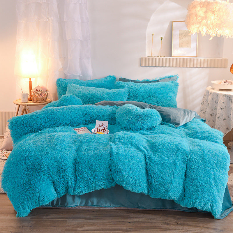 Luxury Thick Fleece Duvet Cover Queen King Winter Warm Bed Quilt Cover Pillowcase Fluffy Plush Shaggy Bedclothes Bedding Set