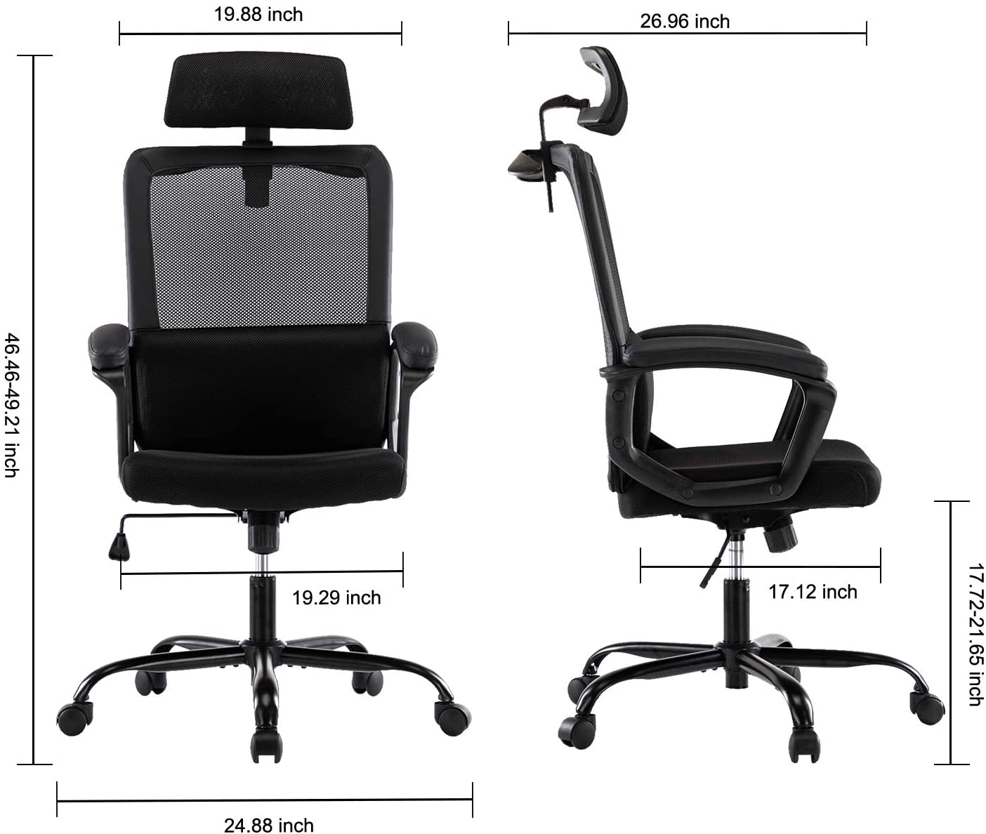 High Back Ergonomic Mesh Desk Office Chair with Padding Armrest and Adjustable Headrest