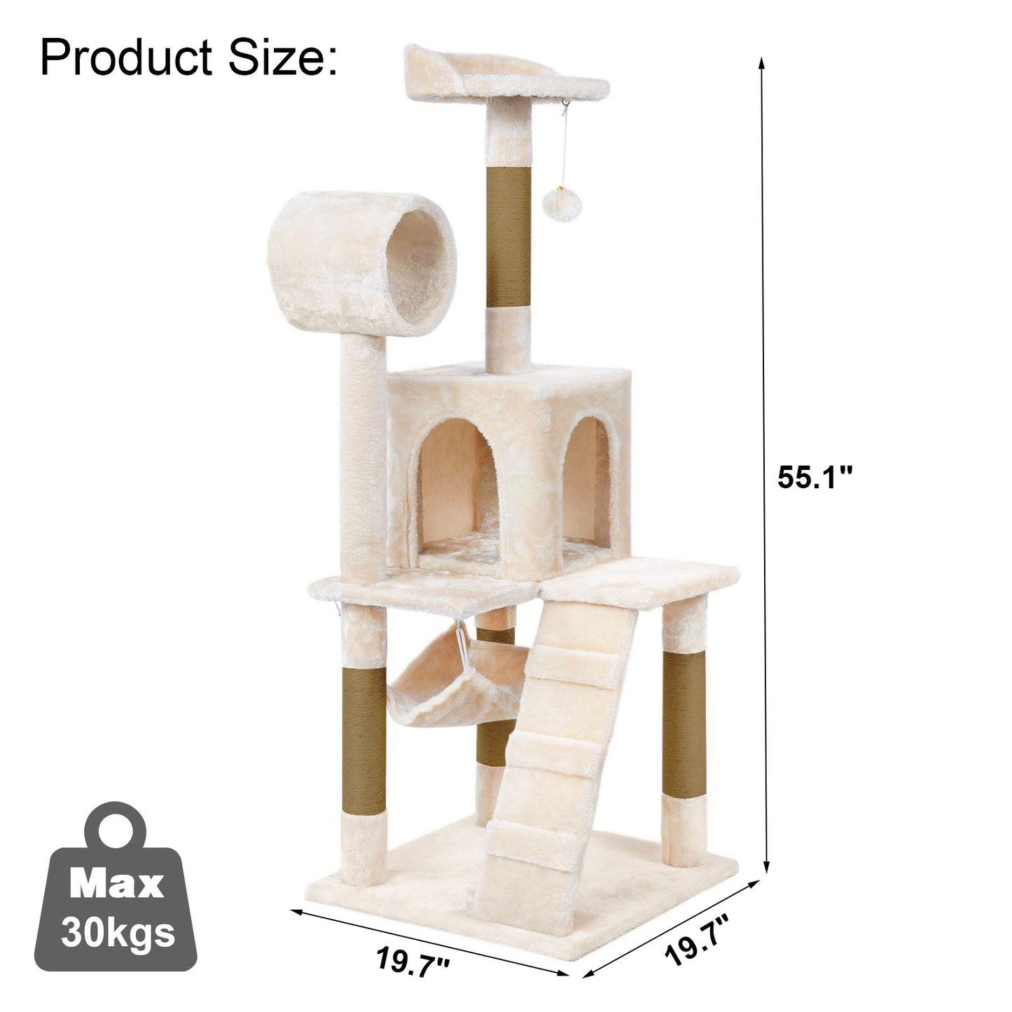 Cat Tower Kittens Pet Play House Cat Activity Tree Condo Scratching Sisal Post