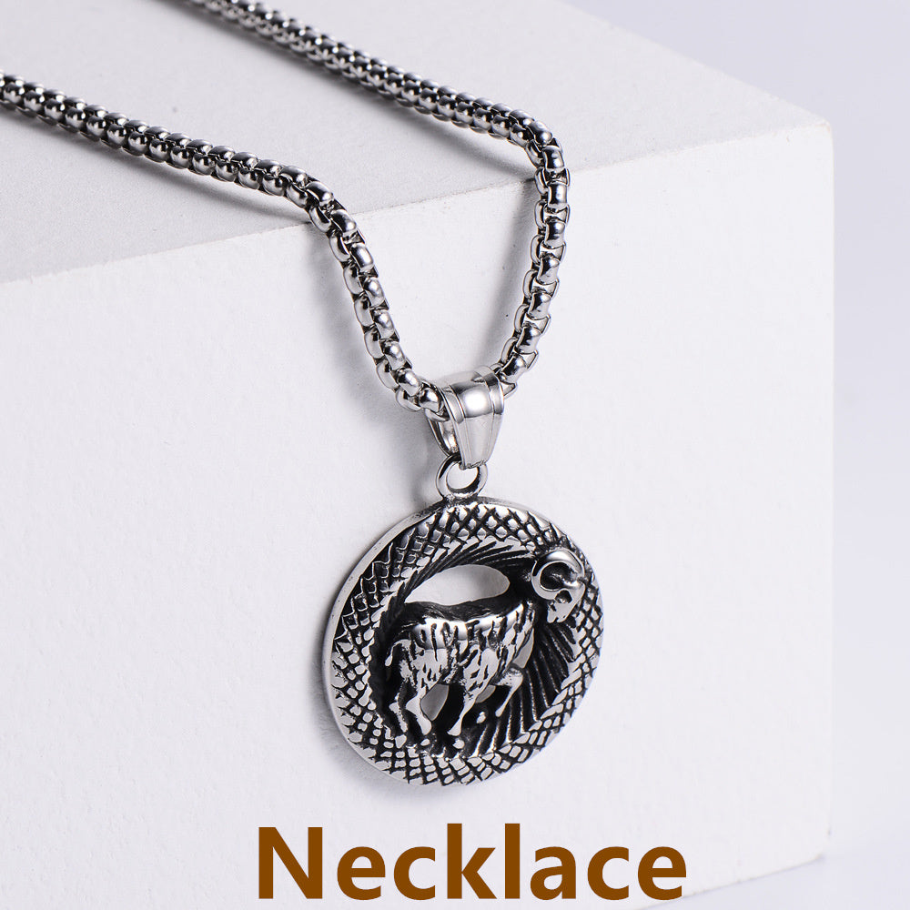 Stainless Steel 12 Constellation Pendant Necklace Aries