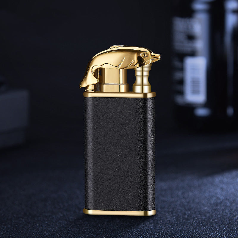 2022 Creative Blue Flame Lighter Dolphin Dragon Tiger Double Fire Metal Winproof Lighter Inflatable Lighter