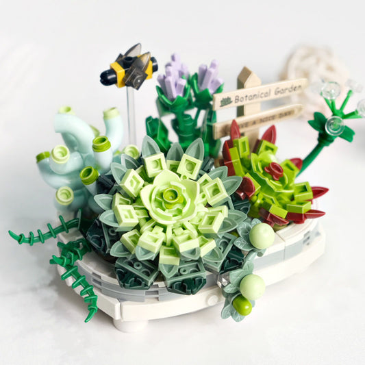 Assembled Building Blocks Toy Model Succulent Potted Flower