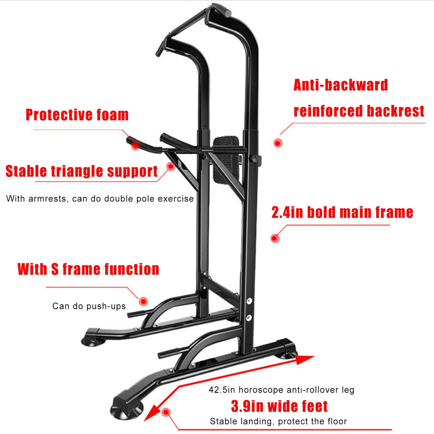 Dip Station Chin Up Bar Power Tower Pulls Push Home Gym Fitness Core