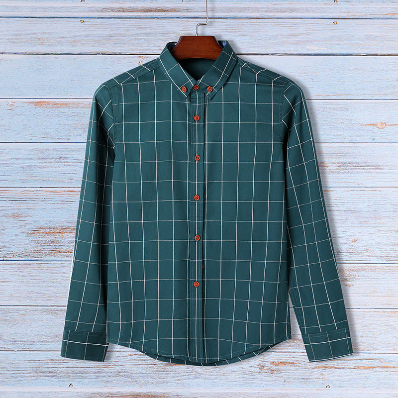 Men's Shirt 2022 Korean Style Casual Autumn Warm Plaid Shirt Long Sleeve Business Base Men's Clothing Manufacturer In Stock