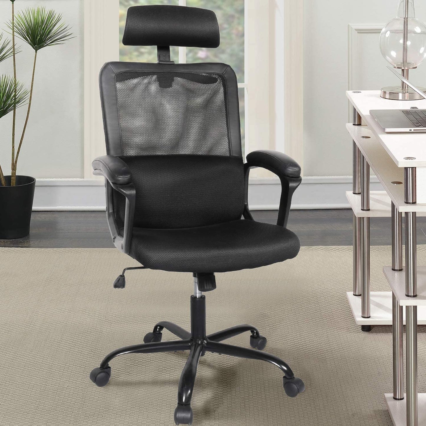 High Back Ergonomic Mesh Desk Office Chair with Padding Armrest and Adjustable Headrest