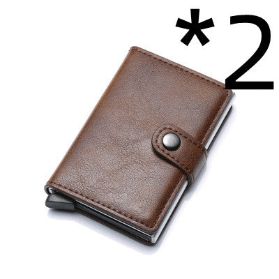 RFID Anti-theft Men Vintage Wallet Aluminum Metal Purse Leather Cover