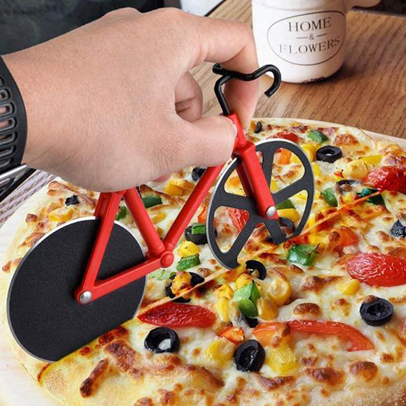 Kitchen Stainless Steel Creative Bicycle Pizza Cutter Baking Tool