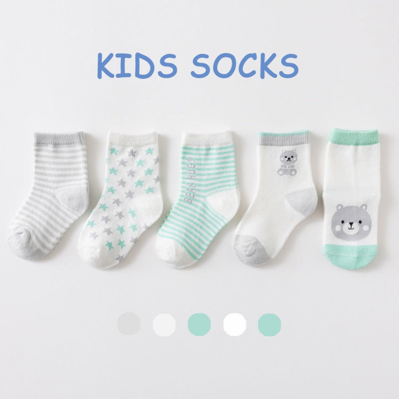 5 Pairs Of Spring And Summer Thin Children's Socks