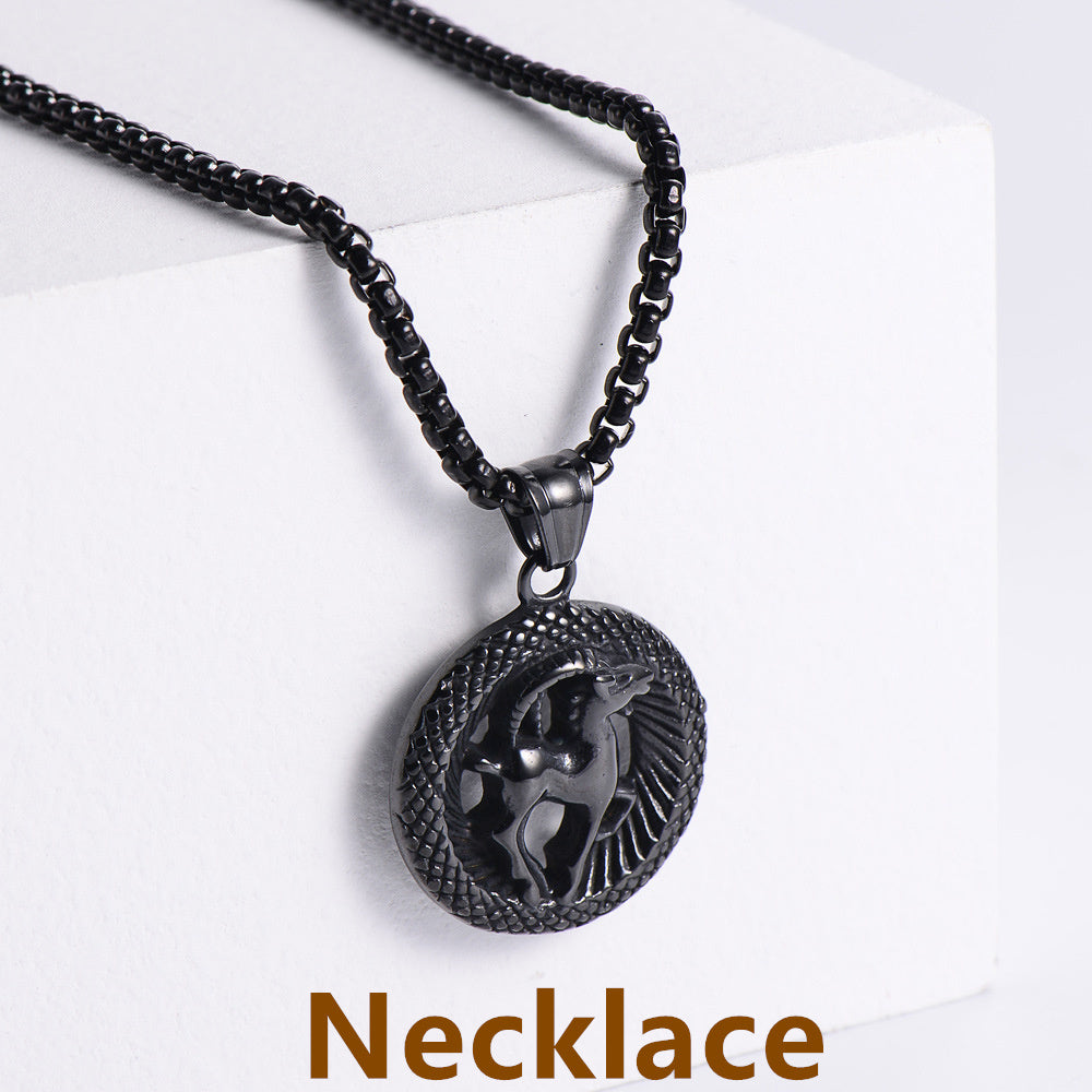 Stainless Steel 12 Constellation Pendant Necklace Aries