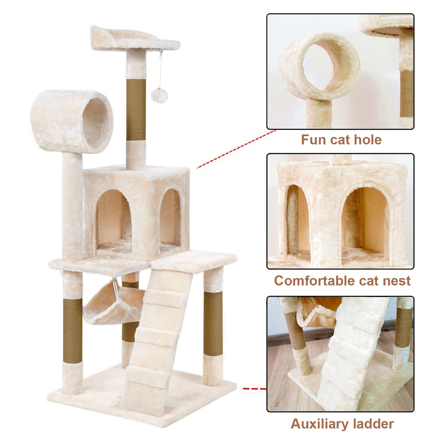 Cat Tower Kittens Pet Play House Cat Activity Tree Condo Scratching Sisal Post