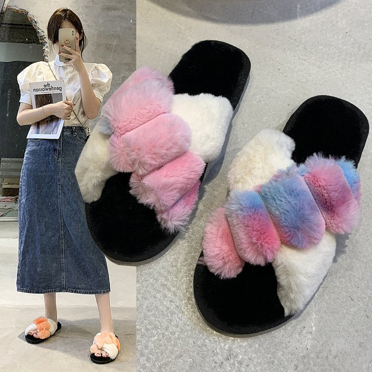 New Autumn And Winter New Flat Casual Furry Sexy Fairy Style Slippers