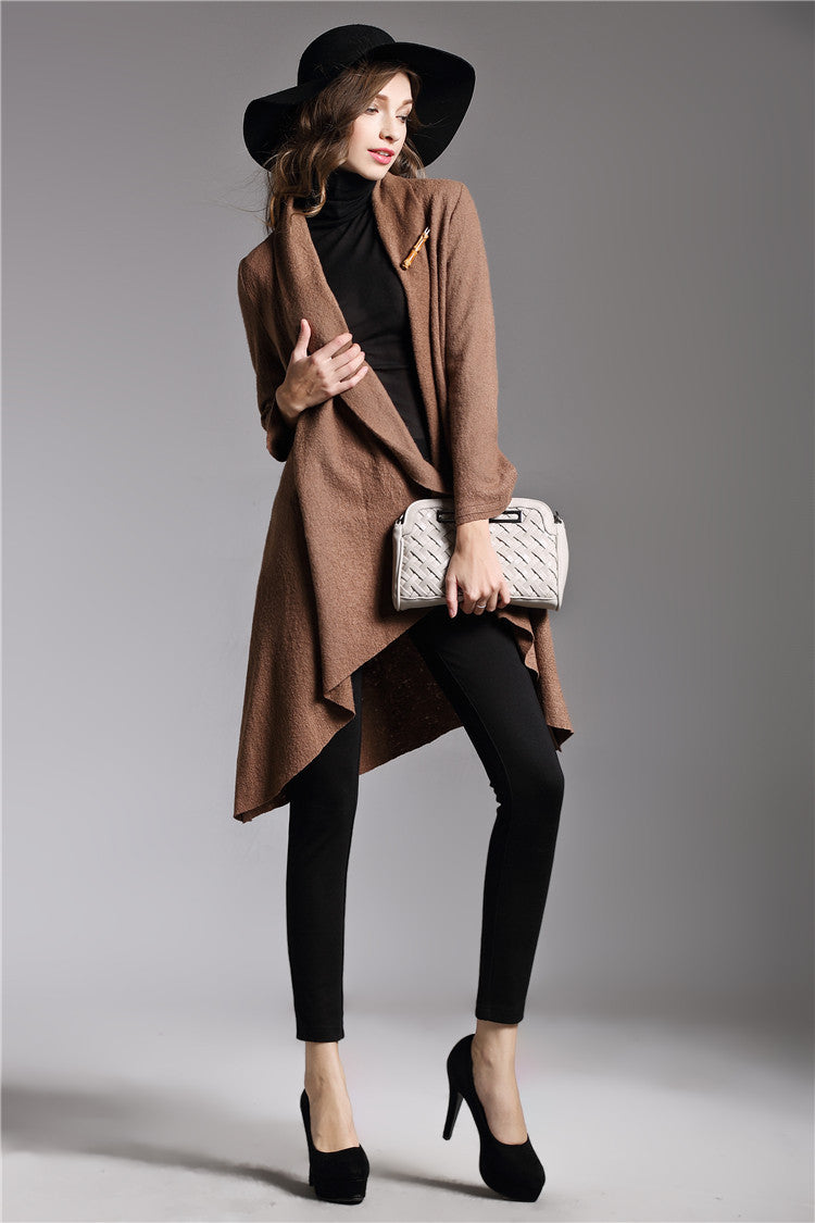 Long-Sleeved Cloak Long Woolen Coat