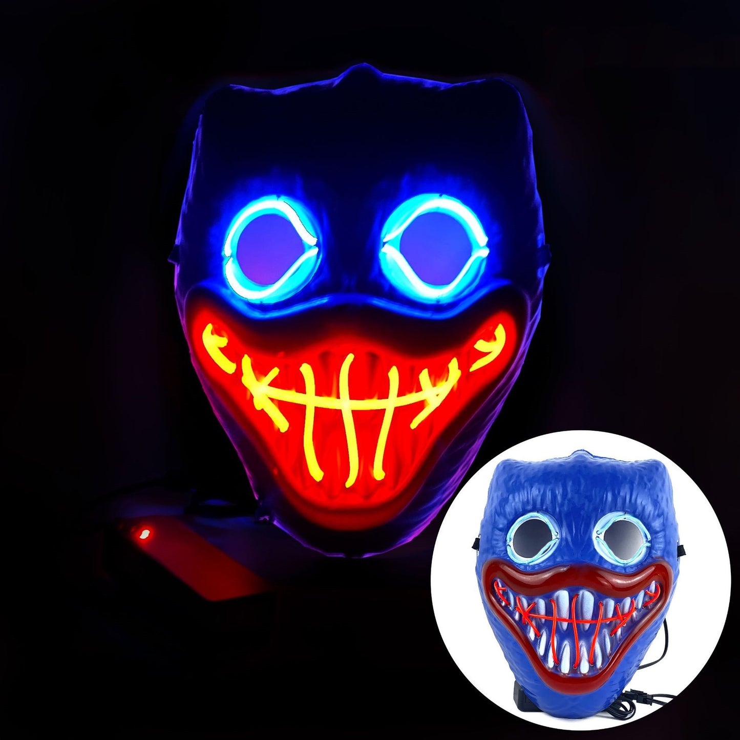 Glowing Poppy Masks Funny Kids Punk Halloween Mask Party Cosplay Light Up Huggy Wuggy LED Poppy Mask For Men Women Children