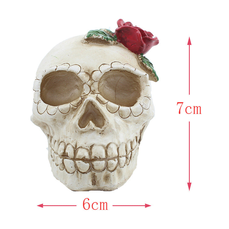 Skull Lamp Resin Ghost Skeleton Head LED Electronic Candle Light Haunted House Halloween Party Scene Props Lamp