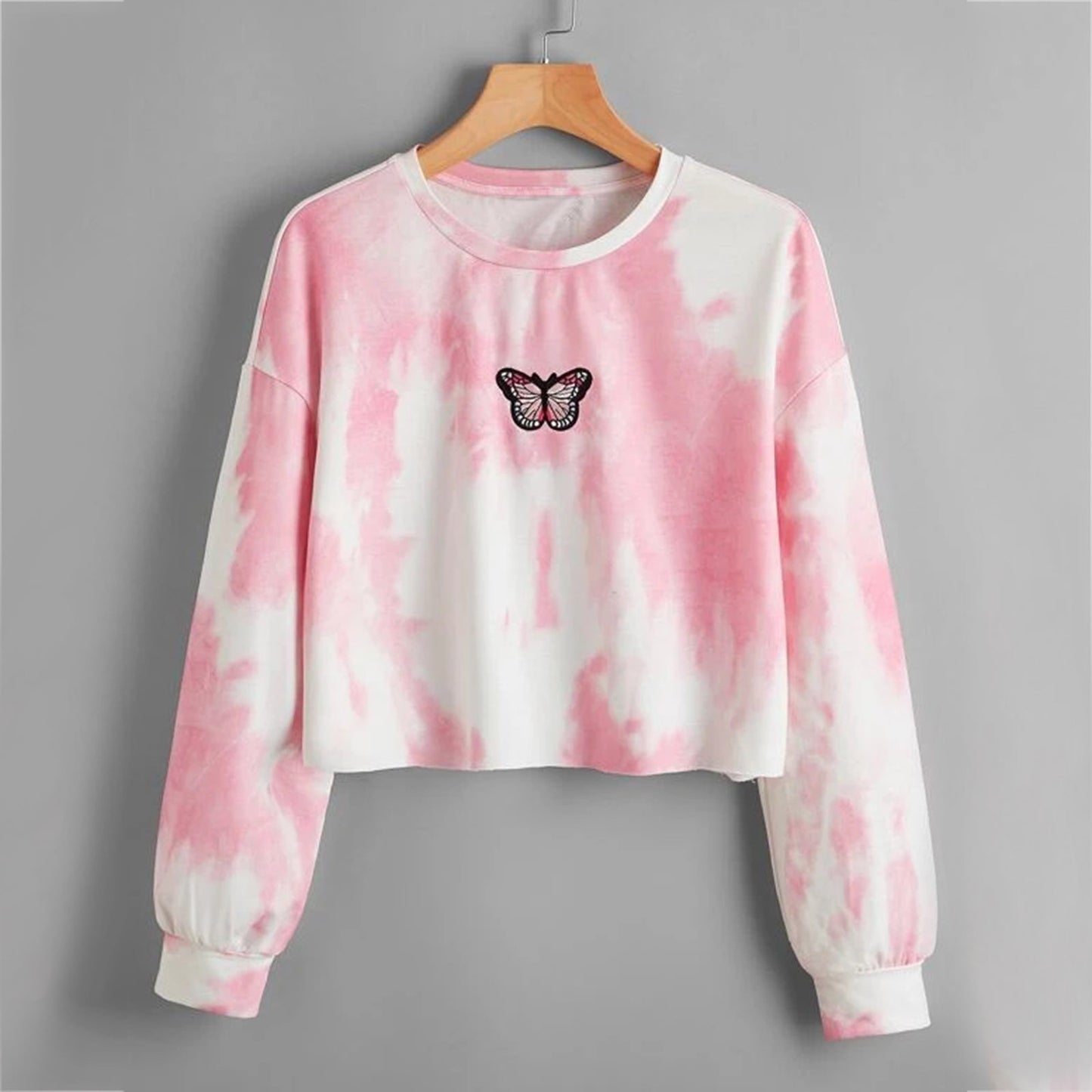 Hoodies Women Rainbow Tie Dye Print Women's Sweatshirt 2021 Autumn Cropped Hoodie Harajuku Streetwear Crop Top Hoodie Moletom