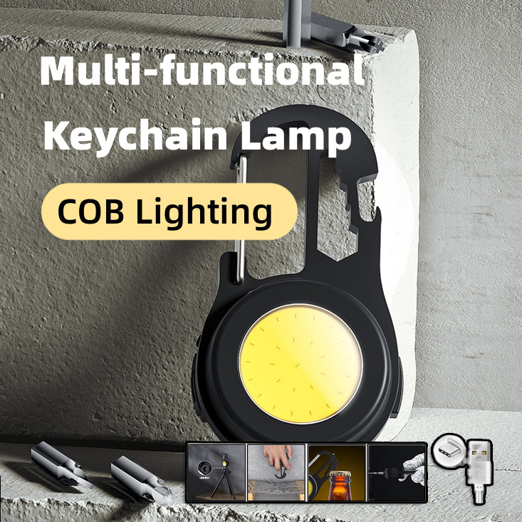 6 IN 1 Multi-functional Mini Keychain Lamp Super Bright Small Flashlight Aluminum Alloy Work Lamp