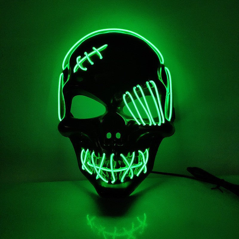 Halloween Scary One-Eyed Pirate Mask Cosplay Led Mask Adult Glowing Mask EL Wire Light Up For Halloween Festival Party Bar