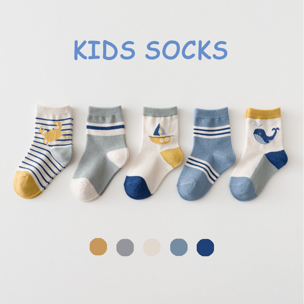 5 Pairs Of Spring And Summer Thin Children's Socks