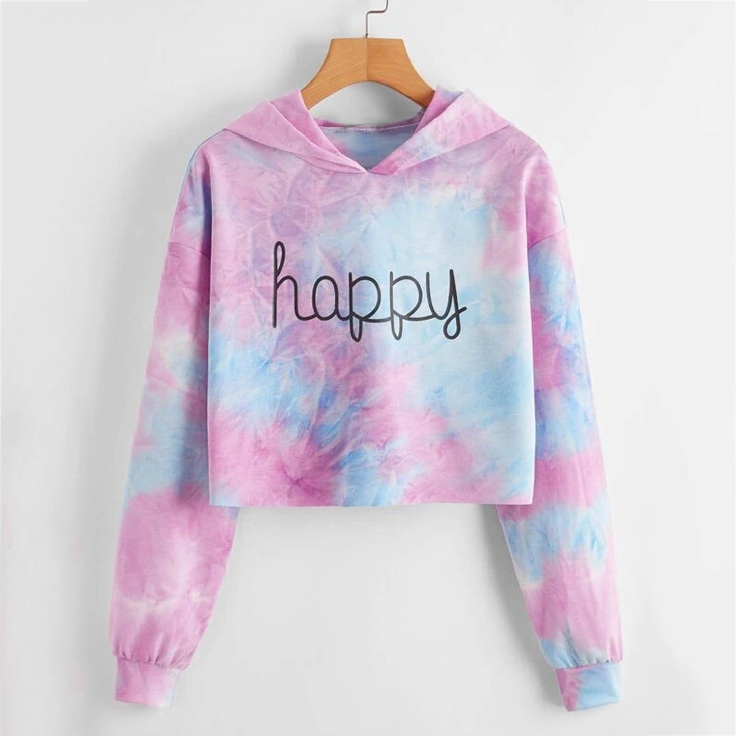 Hoodies Women Rainbow Tie Dye Print Women's Sweatshirt 2021 Autumn Cropped Hoodie Harajuku Streetwear Crop Top Hoodie Moletom