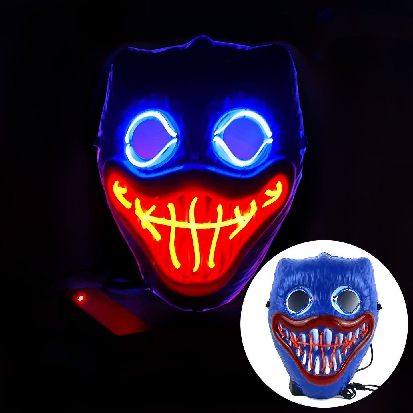 Glowing Poppy Masks Funny Kids Punk Halloween Mask Party Cosplay Light Up Huggy Wuggy LED Poppy Mask For Men Women Children