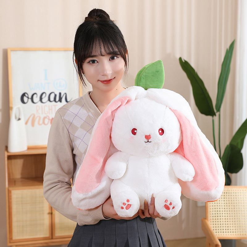 Kawaii Fruit Transfigured Bunny Plush Toy Cute Carrot Strawberry Turn Into Rabbit Plush Toy Kids Birthday Christmas Gift Muppet