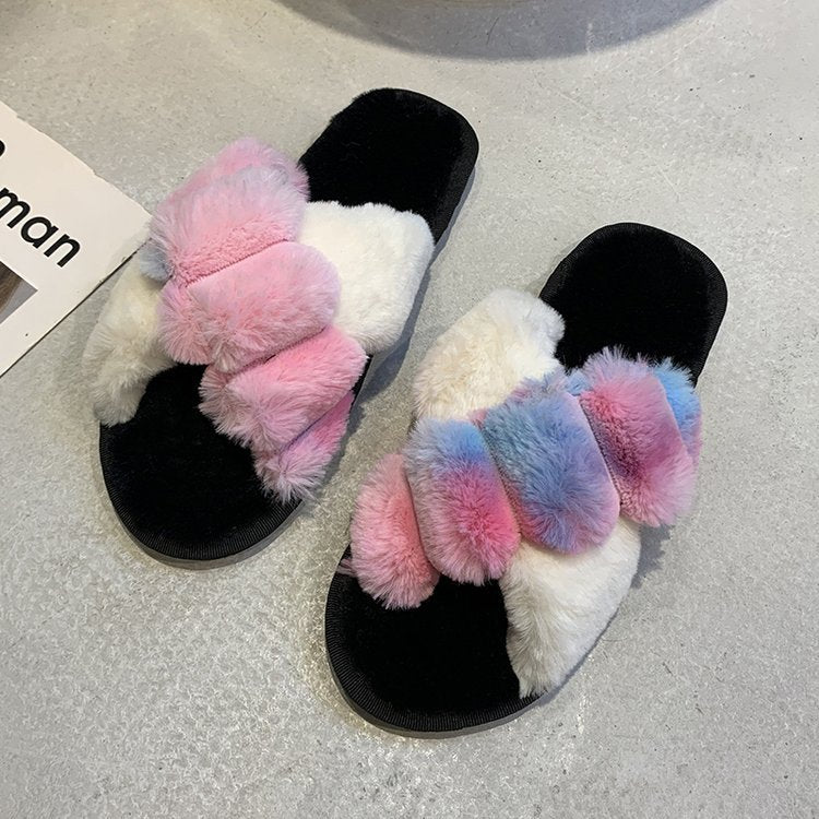 New Autumn And Winter New Flat Casual Furry Sexy Fairy Style Slippers