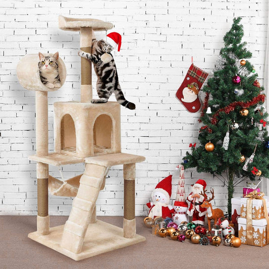 Cat Tower Kittens Pet Play House Cat Activity Tree Condo Scratching Sisal Post