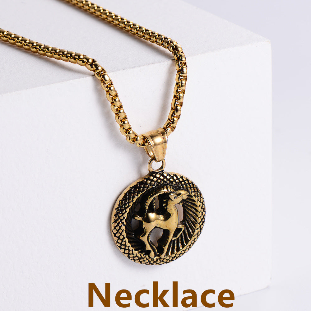 Stainless Steel 12 Constellation Pendant Necklace Aries