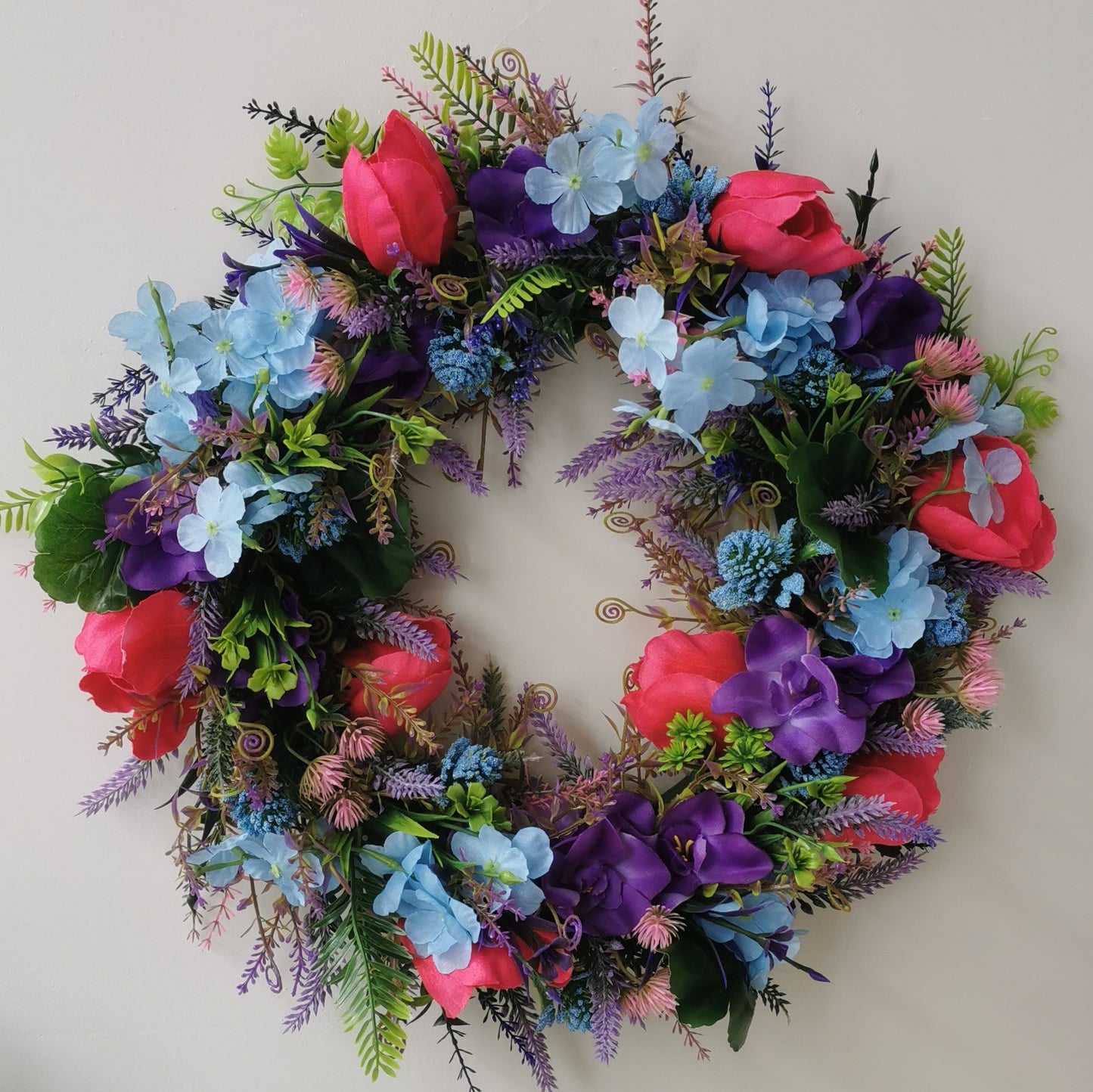 Cross Border Independent Station Spring Purple Tulip Wreath Purple Lavender Blue Larch Spring Summer Wreath