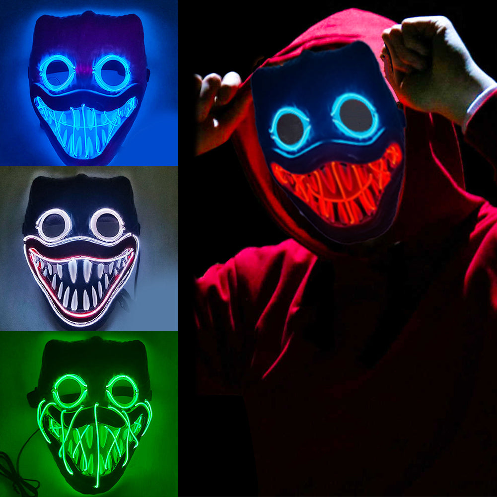 Glowing Poppy Masks Funny Kids Punk Halloween Mask Party Cosplay Light Up Huggy Wuggy LED Poppy Mask For Men Women Children