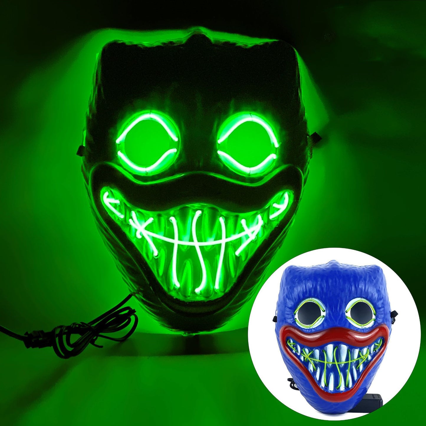 Glowing Poppy Masks Funny Kids Punk Halloween Mask Party Cosplay Light Up Huggy Wuggy LED Poppy Mask For Men Women Children