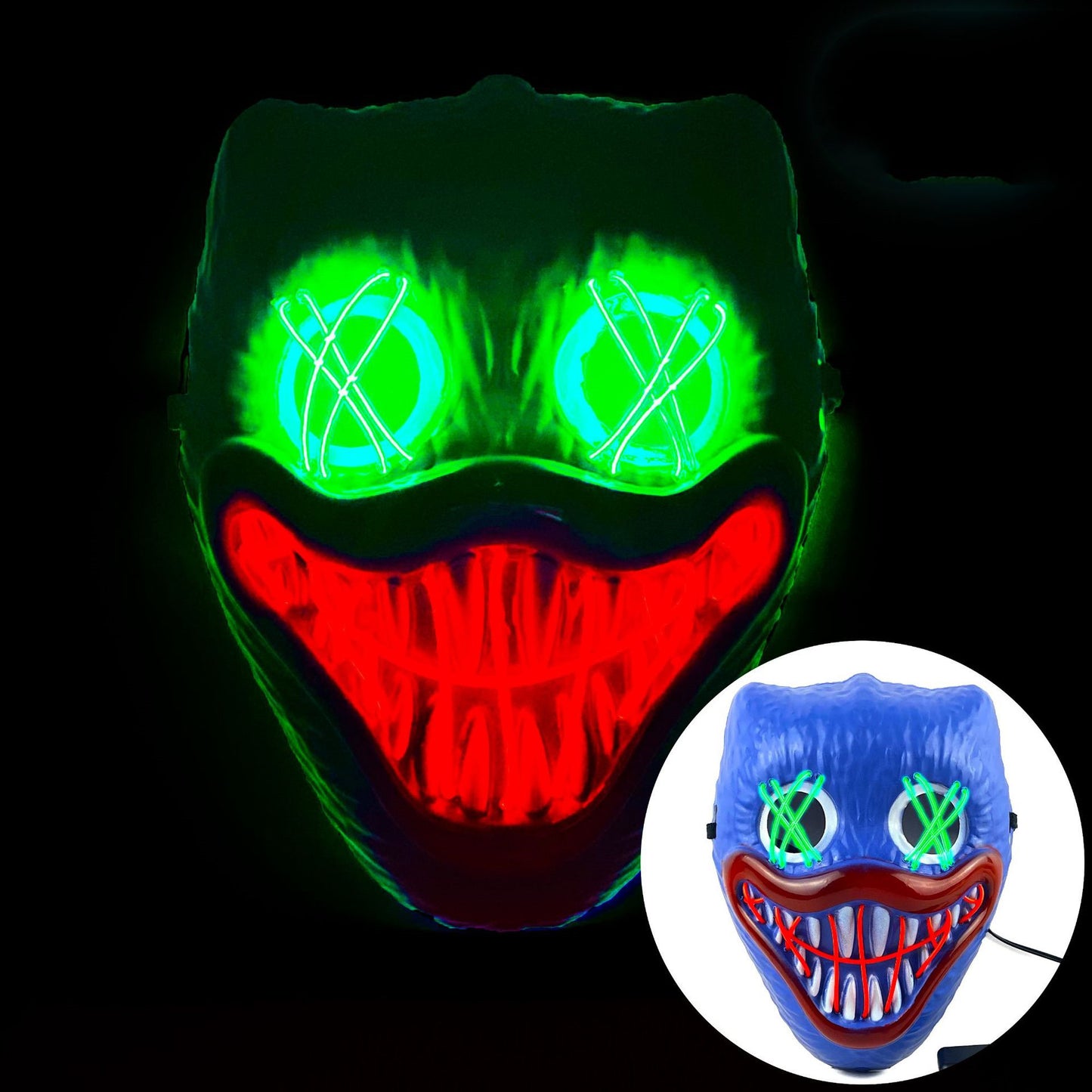 Glowing Poppy Masks Funny Kids Punk Halloween Mask Party Cosplay Light Up Huggy Wuggy LED Poppy Mask For Men Women Children